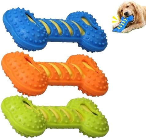 Shudyear Dog Chew Bone Toy, Interactive Chew Toy for Dental Fun, Dog Squeaky Toys for Aggressive Chewers,Small,Medium, Large Dogs