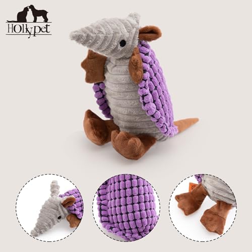 Hollypet Armadillo Squeaky Puppy Dog Toys for Small Medium Dogs, 8"