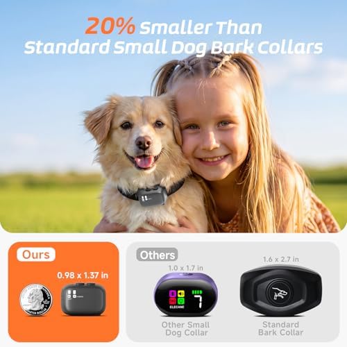 Tiny Bark Collar for Small Dogs 5-15lbs, Only 1.4 * 1 in & 0.6oz, No Shock Anti Barking Collar with Vibration & Beep, Extra Small &Rechargeable Dog Training Collar, 5 Sensitivity Levels (Matte Black)