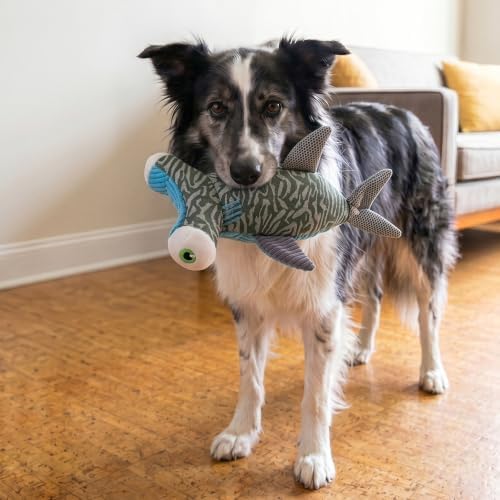 KONG Armor Dog Toy, Durable Plush (Hammerhead Shark)