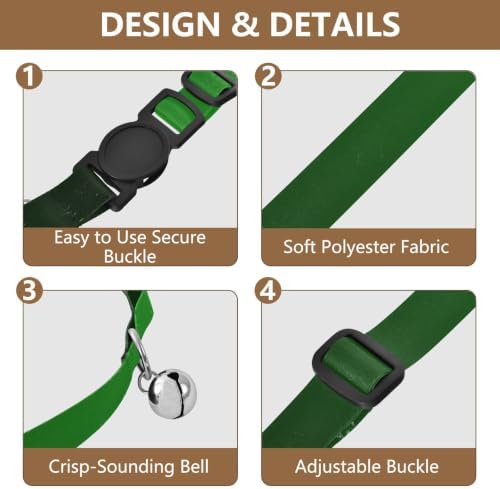Green Gradient Adjustable Buckle Kitten Collar 2 Pack Cat Neck Collar