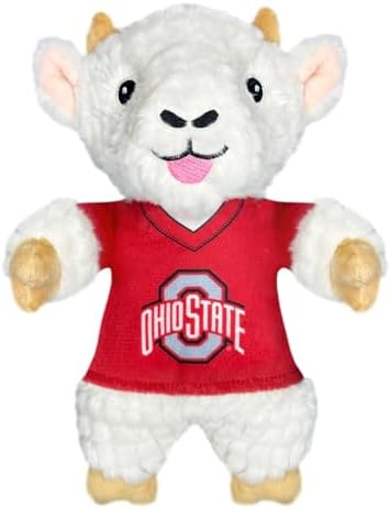 Pets First NCAA Ohio State Buckeyes Goat Plush Toy for Dogs and Cats with Squeaker, Wearing a Team Jersey! Fun & Sporty Goat Shaped Dog Chew Toy, Interactive Pet Toy