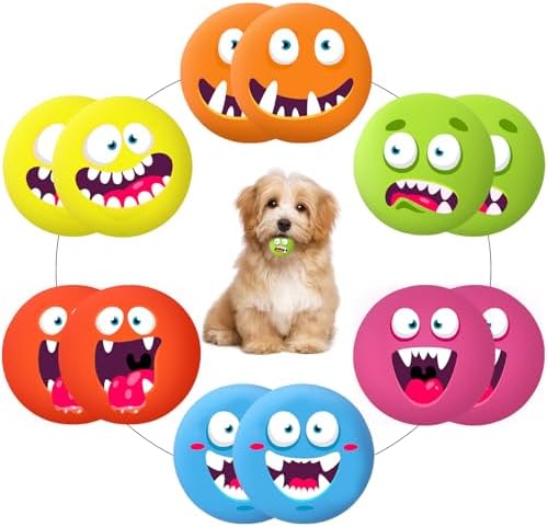 Hungdao 12 Pcs 2.25'' Squeaky Dog Balls, Rubber Latex Toys, Novelty Style