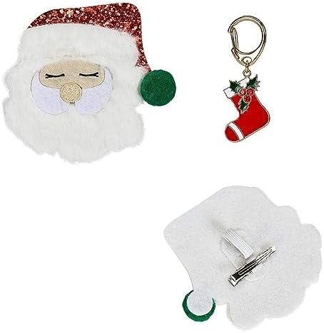 Blueberry Pet Christmas Accessory Set of Collar Slide Hair Clip and Pedant for Dogs & Cats, Santa Claus Decor and Stocking Tag