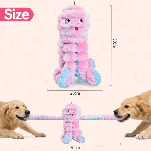 LIFLIX Squeaky Octopus Dog Toy, Large Soft Plush Toy for Indoor Dogs, Interactive Dog Toy to Keep Them Busy, Not for Aggressive Chewers, Pink