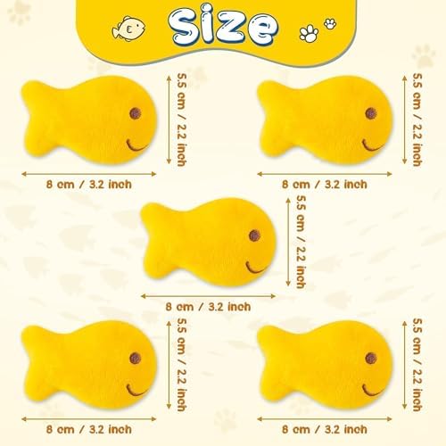 L1rabe Goldfish Cracker Catnip Stuffed Toys for Cats, 5 Pcs Funny Pet Chew