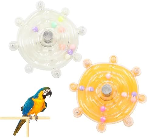 2 Colors Bird Toys for Parrots, Small Bird Cage Toys with Spinning Rattle