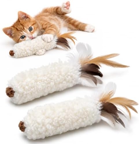 Agape Wool Cat Toys with Catnip & Silvervine Gall Fruit, Soft Plush Toys