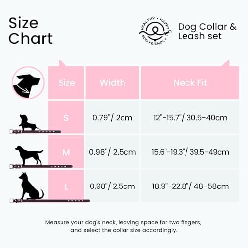 Leather Dog Collar with AirTag Compatible Holder & QR ID, Pink, S
