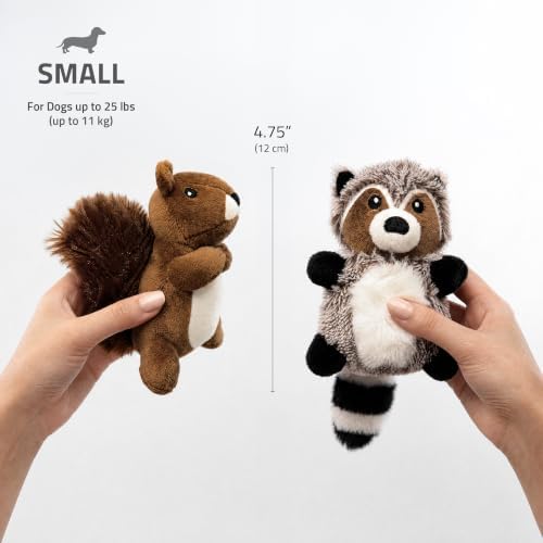 Playology Plush Raccoon and Squirrel Chew Toys - Small, Mixed Scent, 2-Pack
