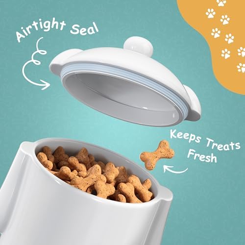 Barnyard Designs Airtight Ceramic Pet Treat Jar Set of 2 White (Dog & Cat)