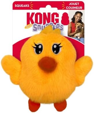 KONG Spring Snuzzles Kiddos Chick Dog Toy – Soft & Plush Squeaky Toy for Small Dogs