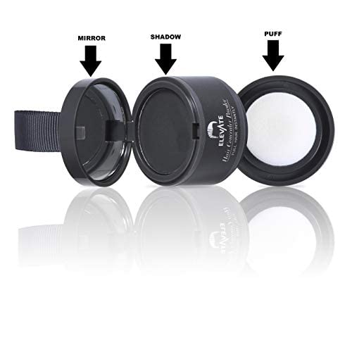 ELEVATE Hair Line Powder Instantly Conceal Hair Loss for Thinning Areas - Shadow Makeup - Root Cover Touch Up with Puff Touch - Instant Gray Coverage for Men and Women (Black)