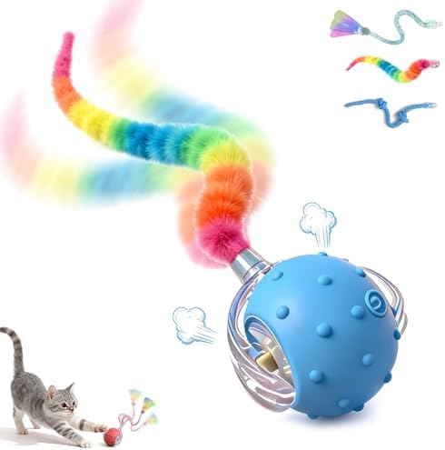 Interactive Cat Toys for Indoor Cats,3-Tails,Automatic Moving Kitten Toys