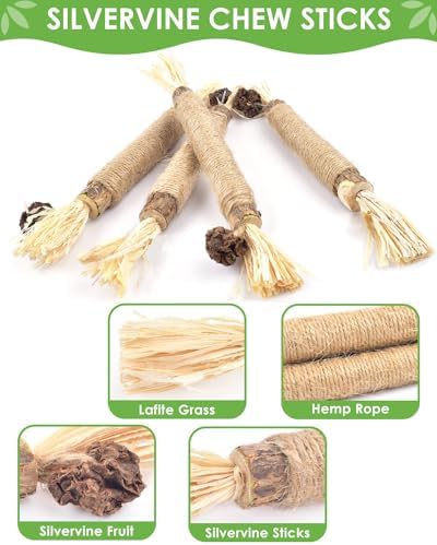 TINDTOP Silvervine Chew Sticks for Cats, 10 Pack Natural Catnip Chew Toys