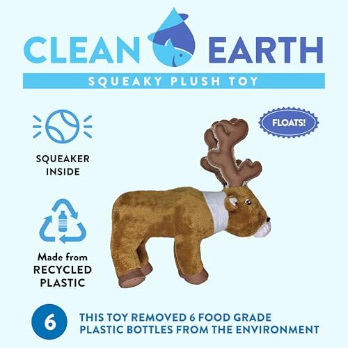 Spunky Pup Clean Earth Plush Caribou | Made from 100% Recycled Water Bottles | Large