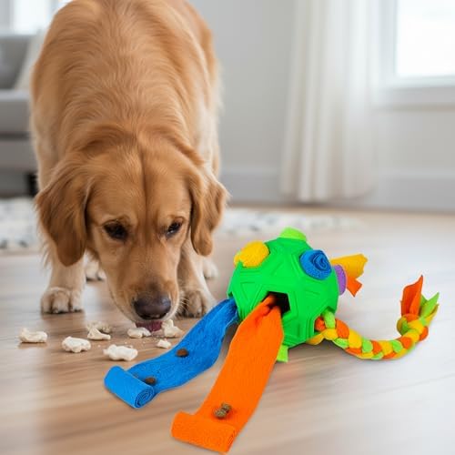 Snuffle Ball for Dogs Toy - Puppy Treat Hiding Interactive Enrichment Ball, Dog Slow Feeder Brain Stimulation Puzzle Cognitive Toys, Encourage Natural Foraging Skills for Pet Training (Green)
