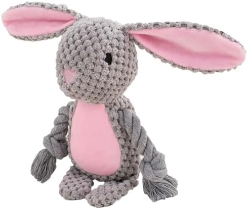 Dog Toys, Dog Squeaker Toys with Crinkle Paper (Gray Rabbit)