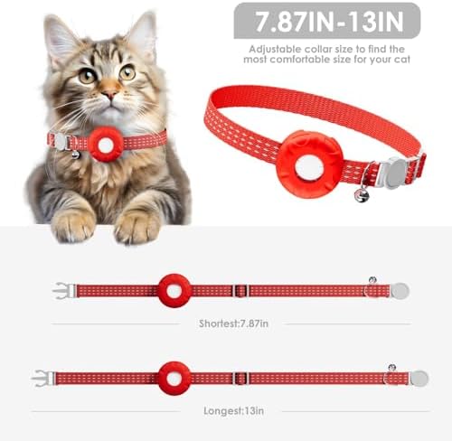 Cat Tracker, GPS Tracker Compatible with Apple Find My App(Only iOS), Waterproof Cat Trackers Collar with Bell and Safety Elastic Buckle, No Monthly Fee Pet Tracker for Vehicles,Pets,Kids,Smart Alerts