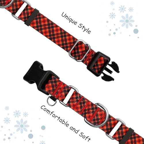 Christmas Martingale Collar for Dogs with Buckle, Red Plaid, L