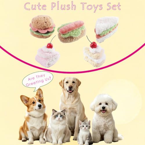 5Pcs Plush Pet Toy, Realistic Food Shaped Chew Toy for Cat, Relieve Boredom (5)