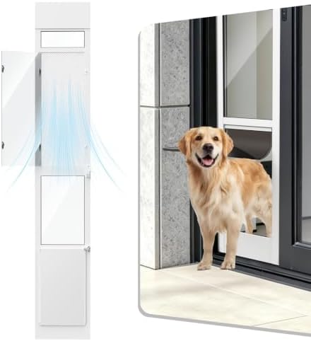 Dog Door for Sliding Glass Door with Screen Design, Adjustable Doggie Door for Medium Dogs Up to 75 lbs, Fits Height 75 4/5" to 80 3/10"