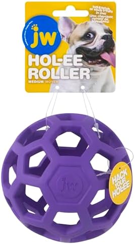 JW Pet HOL-ee Roller, Natural Rubber, Medium 4.5in, Colors May Vary