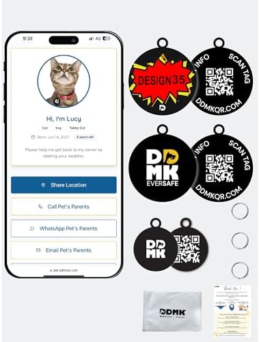 DDMK Smart Pet Tag Set | Includes 3 Tags | QR Code for Instant Alerts | Custom Pet Profiles | Durable & Waterproof | No Subscriptions or Fees |35-Ran Away. Instantly Regret IT