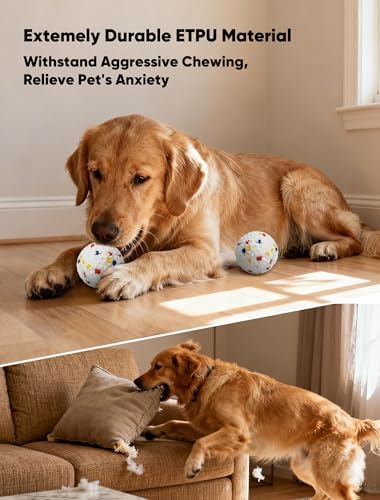 ETPU Squeaky Tennis Ball Interactive Pet Toys for Dog- 2 Pack, Dental Cleaning, Boredom Relieve Water Floating Dog Toy Ball, World Cup Soccer Pool Dog Toy for Erichment Fetch Game on Beach, Lake