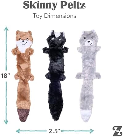 ZippyPaws Skinny Peltz No Stuffing Dog Toy Pack to Keep Them Busy - 18"