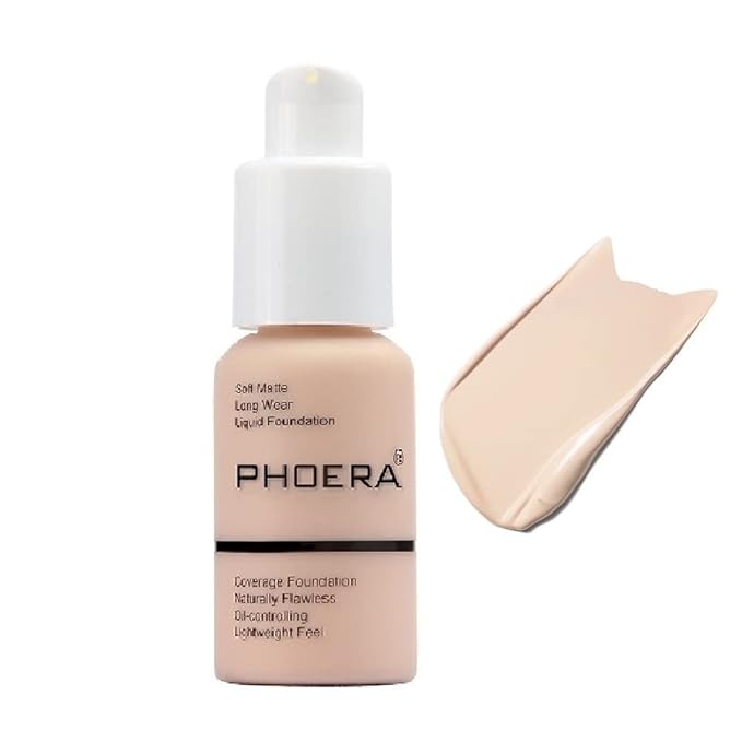 PHOERA Foundation, Flawless Soft Matte Liquid Foundation Makeup for Women. (101# Porcelain)