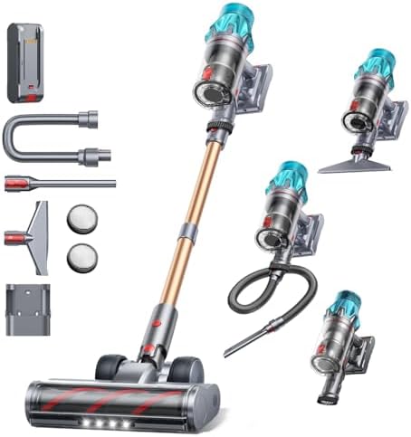 Cordless Vacuum Cleaner 650W 55Kpa 70 Mins(Eco), Stick Vacuum Cleaners | Rechargeable, 3.3Ft Hose, Sofa Brush, TouchScreen, AUTO-Mode, Wall Mount Charging, Vacuum for Home /Floors/Carpets/Pet Hair