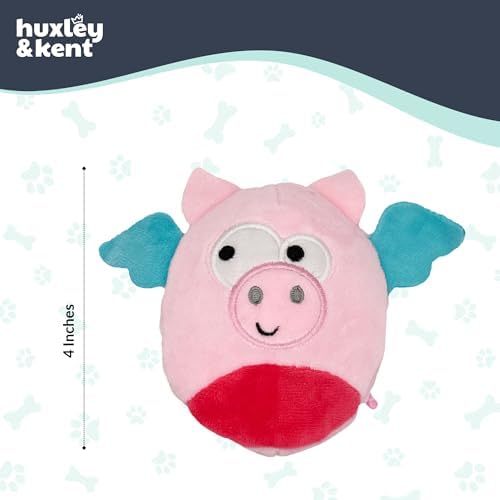 Huxley & Kent Funny Dog Toy w/Squeaker – Power Plush Squeaky Dog Toys for Small Dogs – Durable Small Stuffed Animal for Indoor Play & Fetch - Tiny Tuff Flying Piggasus