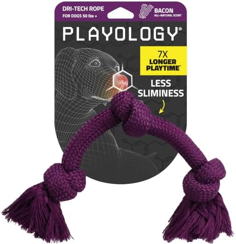 Playology Tug Rope Dog Toys for Large Breed Dogs - Jumbo, Bacon Scent