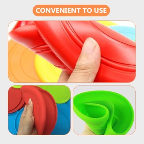 SHINEOFI 5pcs Dog Flying Disc for Puppies, Sturdy Floating Chewable Interactive Throwing Plates for Outdoor Training and Play, Set (Blue, Red, Purple, Green, Pink)