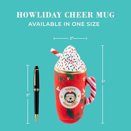 Haute Diggity Dog Howliday Cheer Mug Plush Dog Toy, Drink Parody Chew Toys