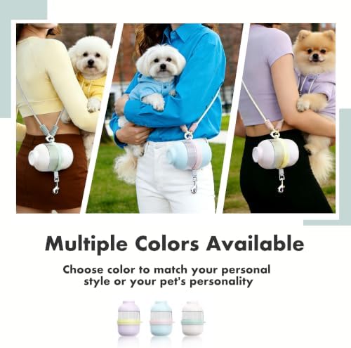 3 in 1 Dog Water Bottle with Crossbody Strap, Portable Dog Travel Water Bottle with Treat & Poop Bag Dispenser for Small Dogs Walking Hiking(Pale Purple)