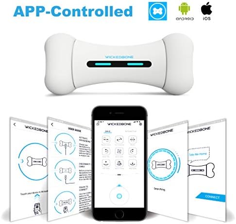 Wickedbone Smart Bone, Automatic & Interactive Toy for Dog, Puppy and Cat, App Control, Safe & Durable, Keep Your Pets Entertained All Day
