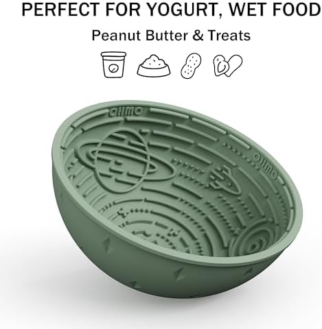 OHMO Slow Feeder Bowl & Lick Mat for Dogs, Galaxy Design, 6.3", Sage Green