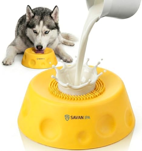 Slow Feeder Dog Bowl with Interactive Roll Ball, Anti-Slip Dog Lick Bowl for Liquid Treats, Bone Broth & Yogurt, Anxiety Relief Boredom Puzzle Feeder for Small Large Dogs