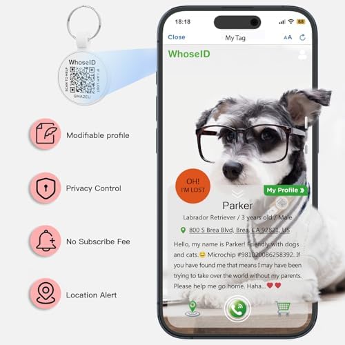 QR Code Cat Tag, Modifiable Pet Online Profile, Multiple Emergency Contact, Scannable QR Code, Instant Location Email Alert, Collar Accessories (Small Breeds - 1", White)