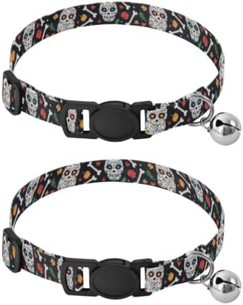 Skull Cats Bones Puppy Collar 2 Pack Collars for Cats Adjustable Length 10.6" to 17.1"