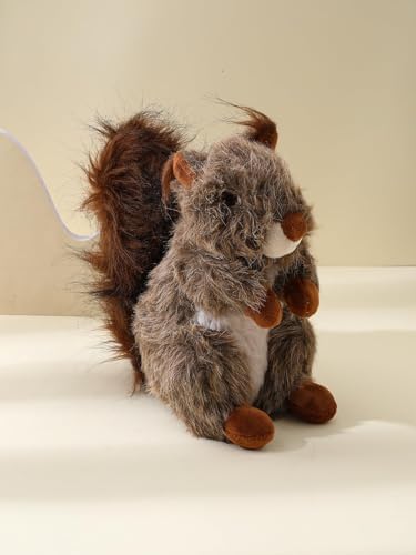 Squirrel Squeaky Dog Toy for Aggressive Chewers, Plush Interactive Dog Toy for Small Medium Large Dogs, Soft Stuffed Puppy Toy for Chewing, Fetch, Tug, Boredom Relief and Indoor Play