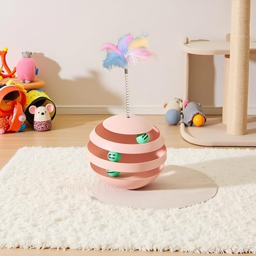 Cat Toys for Indoor Cats, Interactive Cat Ball Track with Feather
