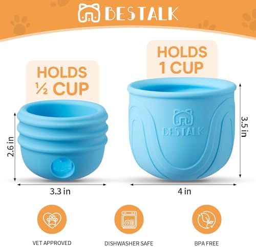 Interactive Dog Toy, 2-in-1 Long-Lasting Treat Dispenser Dog Puzzle Feeder Toys, Stuffable Enrichment Freeze Lick Bowl for Boredom, Reduces Anxiety Silicone Fetch Catch Chew Toy