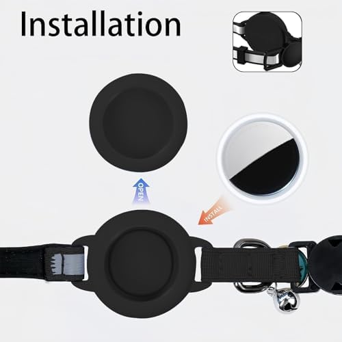Reflective Breakaway Cat Collar for AirTag (1st & 2nd) Holder - Waterproof Safety Buckle Kitten Collar with Bell, Luminous Lightweight GPS Tracker Case for Apple for Air Tag (Blossom Pink)