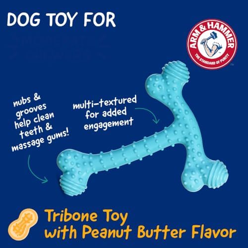 Arm & Hammer Nubbies T-Bone Dental Dog Chew Toy, Peanut Butter, 24-Pk