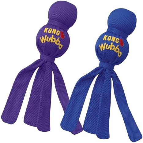 KONG Wubba Small Dog Toy 2 Pack – Durable Interactive Tug & Toss Toy
