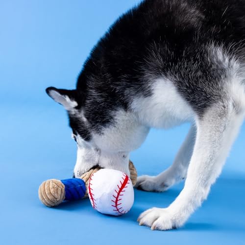 Fringe Studio Plush Dog Toy with Rope, Batter UP, Pet Shop Collection (314243)