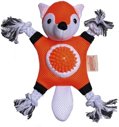 Territory 2 in 1 No Stuffing Removable Fetch Ball Tug Dog Toy for Small Medium Large Dogs, Fox